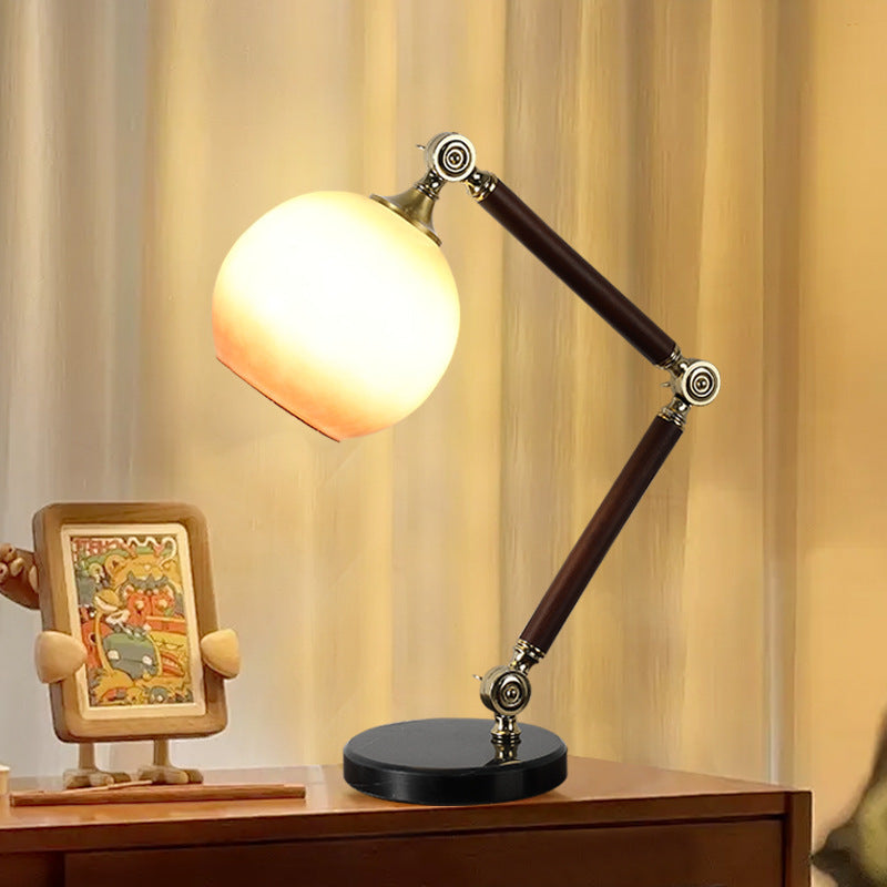 Zeitgenössische Retro-Halbrundbasis Biegsame Gummi-Holz-Marmor-Glas 1 - Licht Tischlampe Für Schlafzimmer 