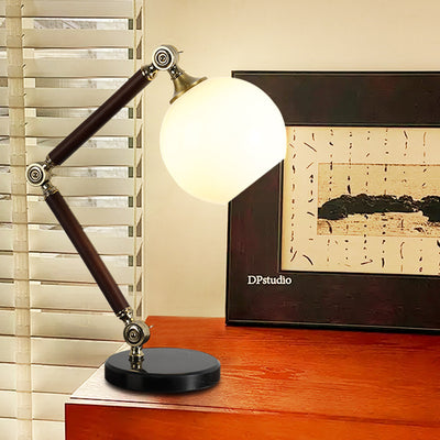 Zeitgenössische Retro-Halbrundbasis Biegsame Gummi-Holz-Marmor-Glas 1 - Licht Tischlampe Für Schlafzimmer 