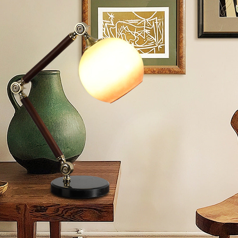 Zeitgenössische Retro-Halbrundbasis Biegsame Gummi-Holz-Marmor-Glas 1 - Licht Tischlampe Für Schlafzimmer 