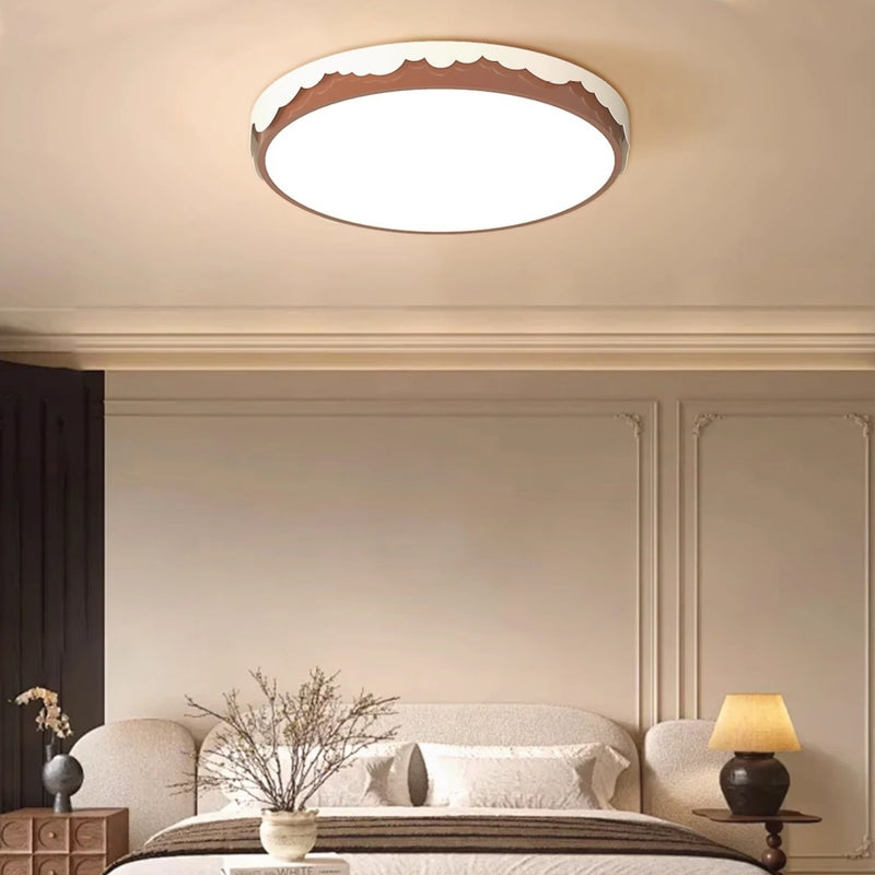 Lumière de plafond LED encastrée en acrylique avec matériel contemporain rétro rond carré à bord ondulé pour chambre 