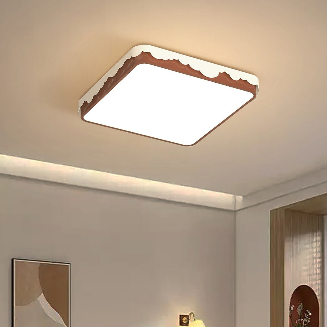 Zeitgenössische Retro Runde Quadratische Wellenkante Acryl Hardware LED Deckenleuchte für das Schlafzimmer 
