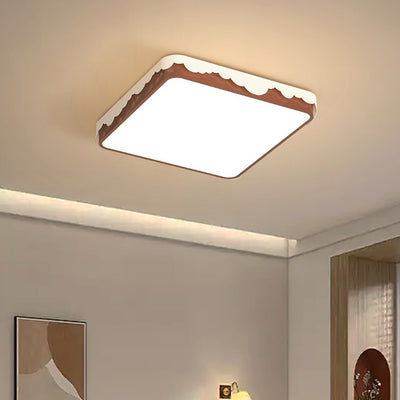 Lumière de plafond LED encastrée en acrylique avec matériel contemporain rétro rond carré à bord ondulé pour chambre 