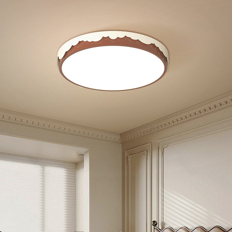 Lumière de plafond LED encastrée en acrylique avec matériel contemporain rétro rond carré à bord ondulé pour chambre 