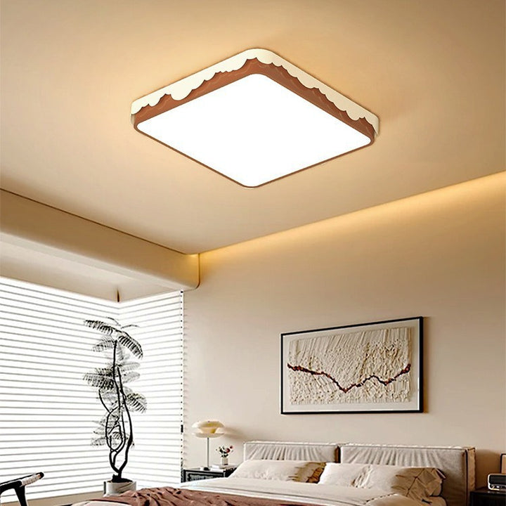 Zeitgenössische Retro Runde Quadratische Wellenkante Acryl Hardware LED Deckenleuchte für das Schlafzimmer 