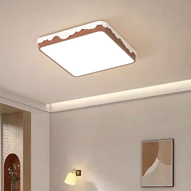 Lumière de plafond LED encastrée en acrylique avec matériel contemporain rétro rond carré à bord ondulé pour chambre 