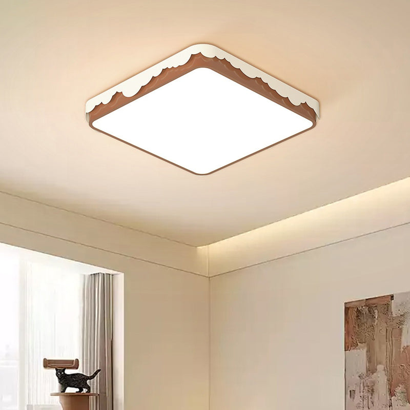 Lumière de plafond LED encastrée en acrylique avec matériel contemporain rétro rond carré à bord ondulé pour chambre 