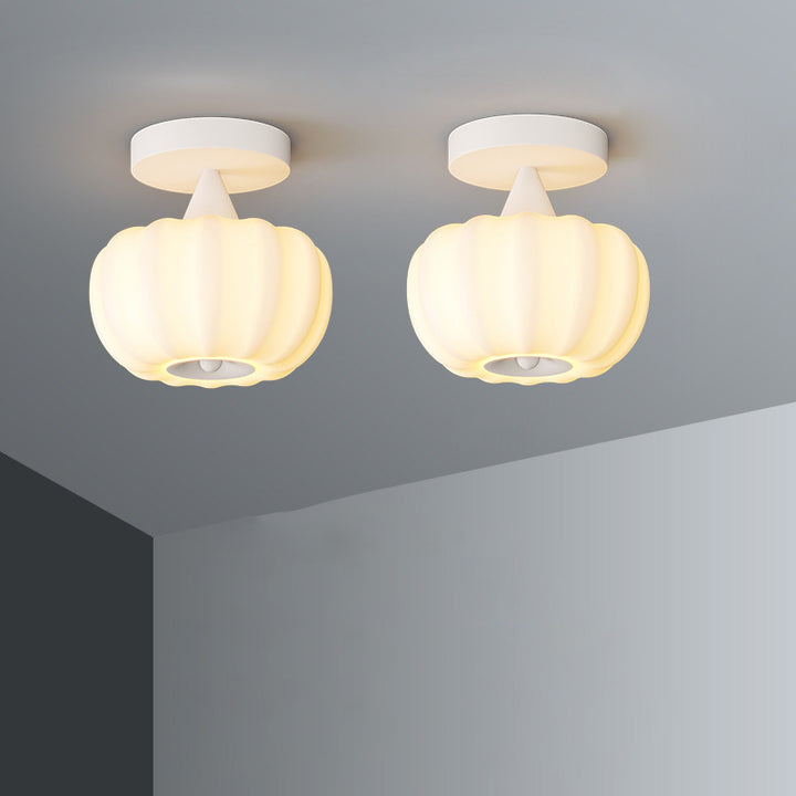 Zeitgenössische nordische Kürbis Eisen Rotationsformen LED Halb-Einbau-Deckenleuchte für Flure 