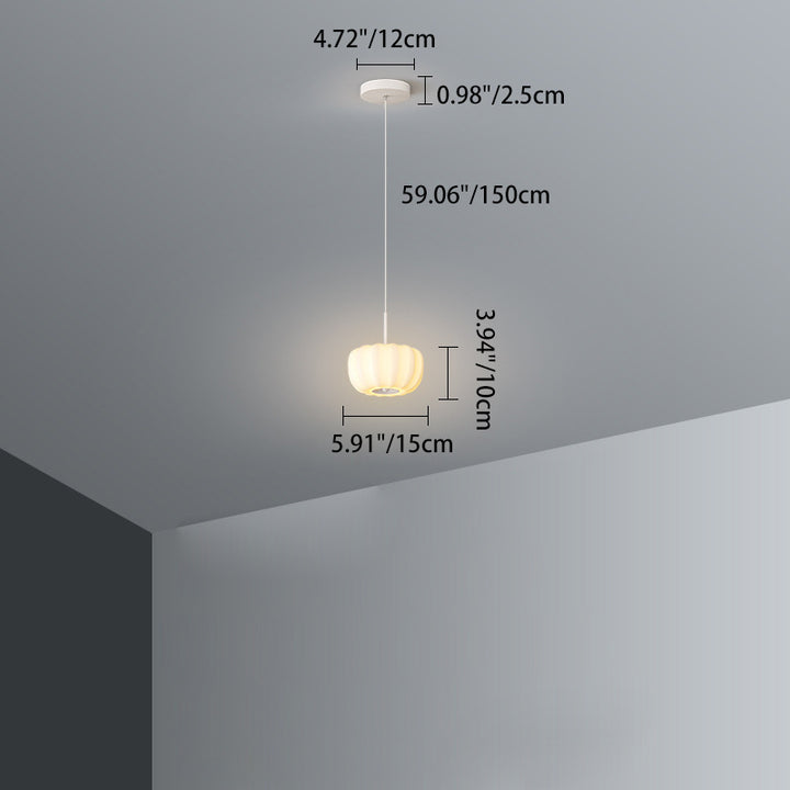 Contemporary Nordic Pumpkin Iron Roto-molding LED Pendant Light For Bedroom