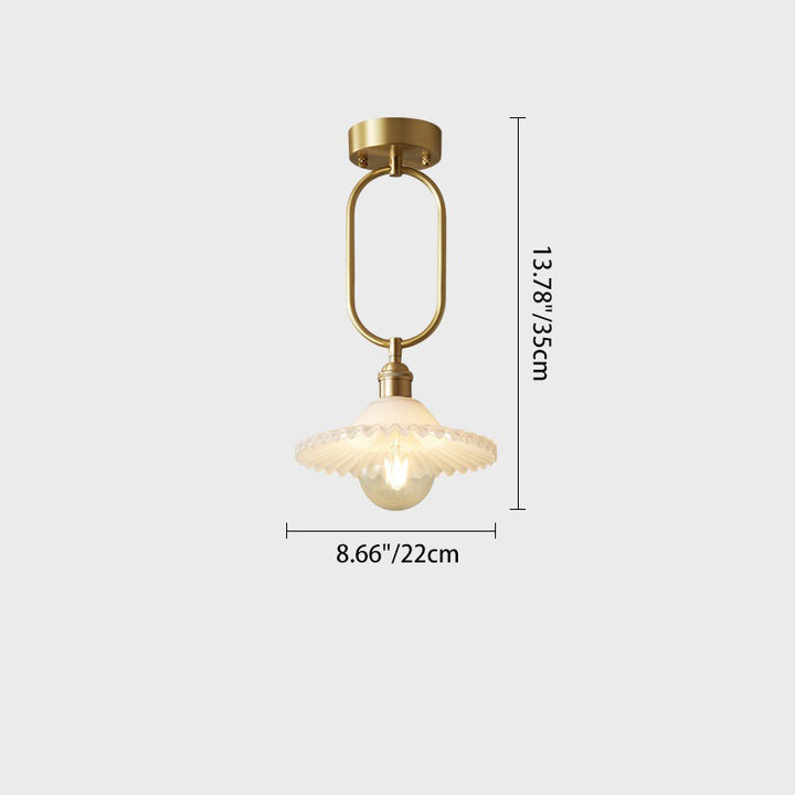 Simplicidad Contemporánea Cono Paraguas Semicircular Cobre Vidrio 1 - Luz Semi-empotrada Montaje de Techo para Pasillos 
