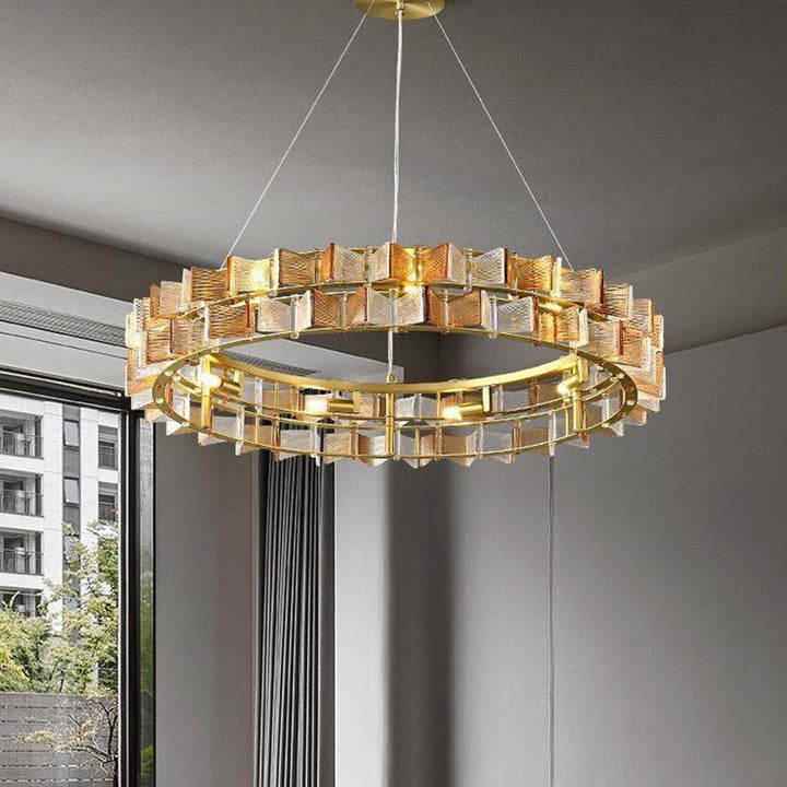 Moderner Luxus runder Glas Eisen 6/9/12 - Licht Kronleuchter für Esszimmer 