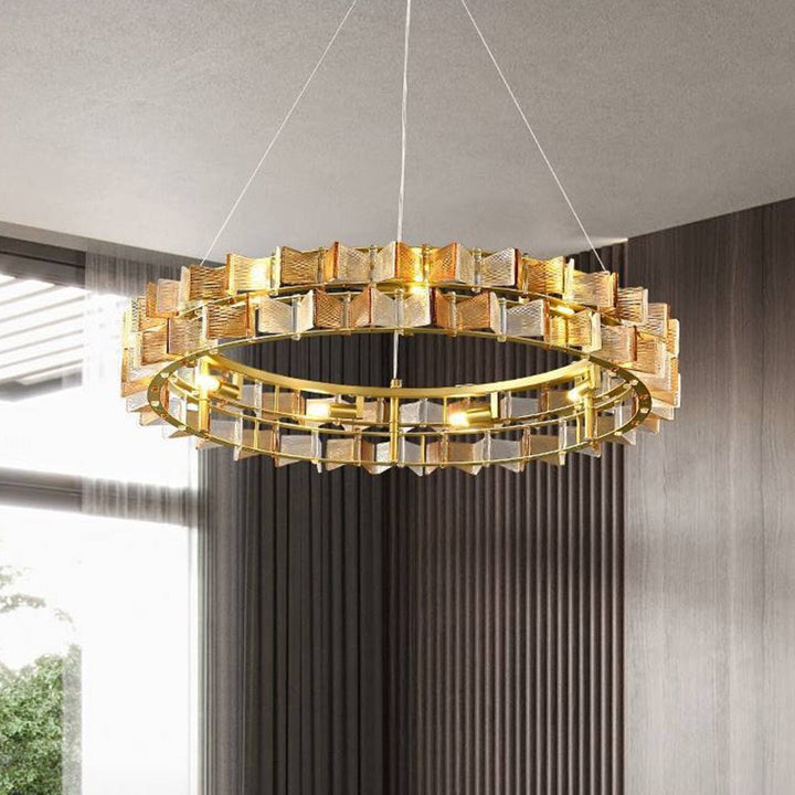 Moderner Luxus runder Glas Eisen 6/9/12 - Licht Kronleuchter für Esszimmer 