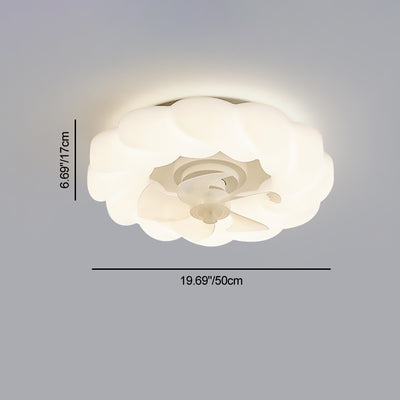 Ventilateur de plafond avec lumière LED PE à montage encastré, nuages ronds crème nordiques contemporains pour chambre 