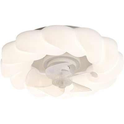 Ventilateur de plafond avec lumière LED PE à montage encastré, nuages ronds crème nordiques contemporains pour chambre 