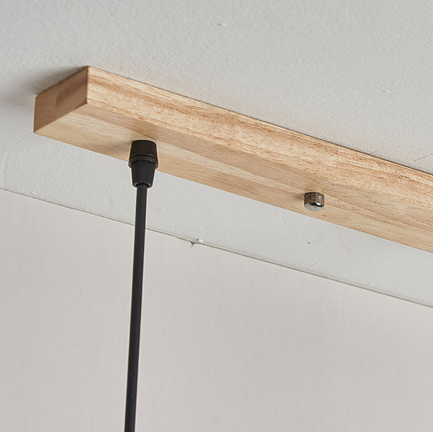 Plafonnier léger en bois de caoutchouc trapézoïdal japonais traditionnel 1/3 - Pour salle à manger 