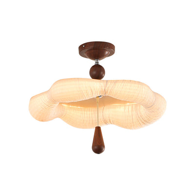 Traditionelle französische Eisenstoffleuchte mit unregelmäßig gewelltem Rand LED Semi-Flush Mount Deckenleuchte für Schlafzimmer 
