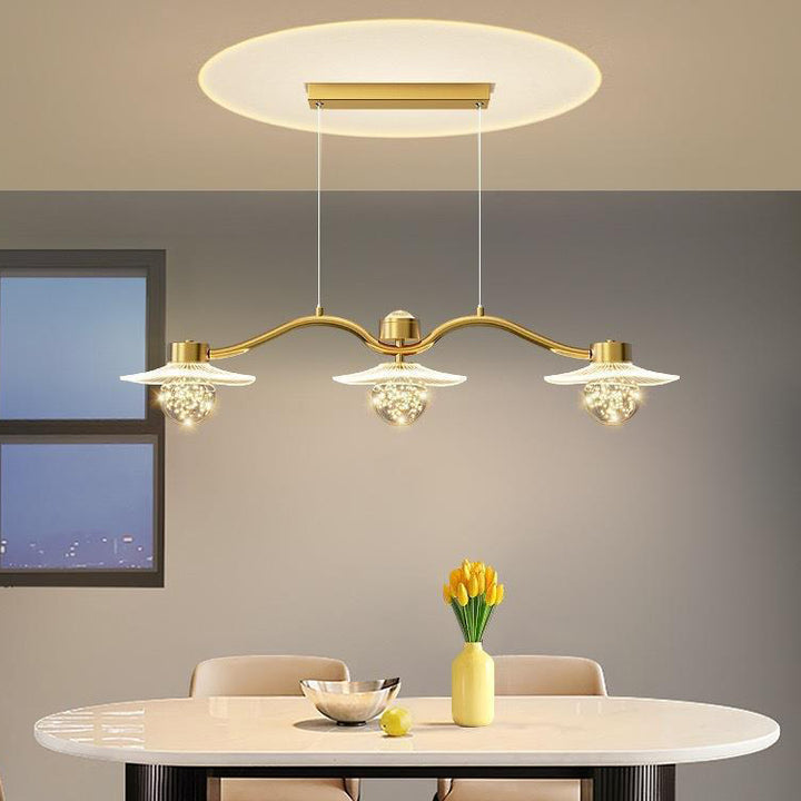 Moderne Luxus Disc Sternenhimmel Hardware Acryl Eisen LED Kronleuchter Insel Licht für Esszimmer 