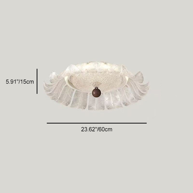 Plafonnier LED en fer rond traditionnel français avec pétales en verre acrylique pour chambre 