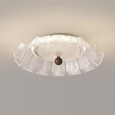 Plafonnier LED en fer rond traditionnel français avec pétales en verre acrylique pour chambre 