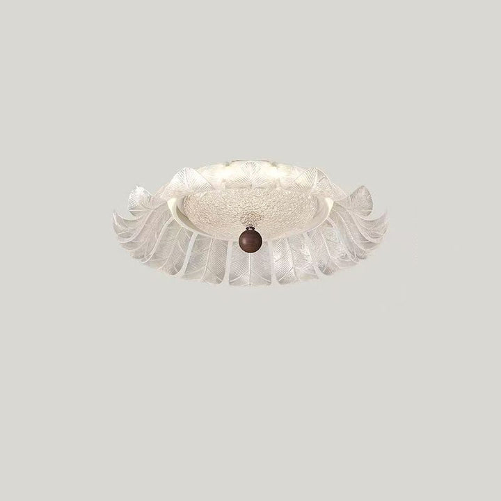 Traditional French Round Petal Iron Glass Acrylic LED Flush Mount Ceiling Light For Bedroom