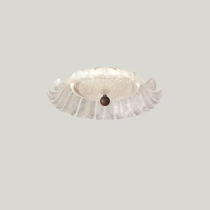 Plafonnier LED en fer rond traditionnel français avec pétales en verre acrylique pour chambre 