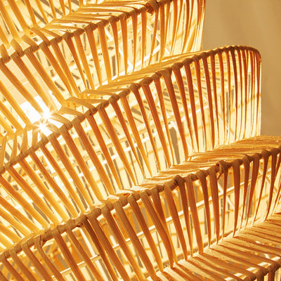 Forma de linterna de arrugas japonesas tradicionales de ratán tejido 1 - Lámpara colgante de luz para comedor 
