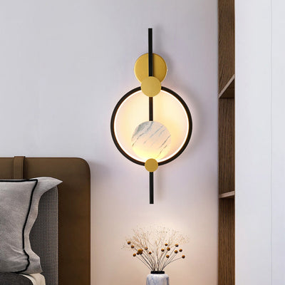 Lámpara de Aplique de Pared LED de Aluminio y Silicona con Círculo de Costura Redonda de Simplicidad Moderna para Sala de Estar 