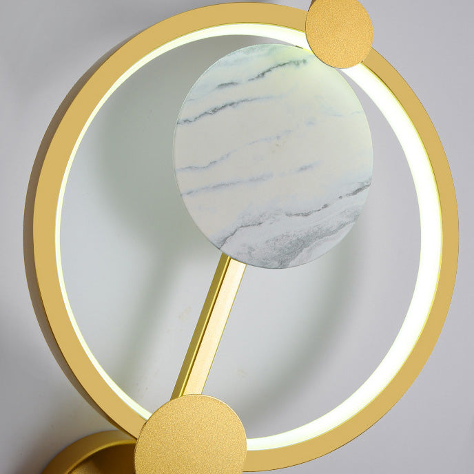 Lámpara de Aplique de Pared LED de Aluminio y Silicona con Círculo de Costura Redonda de Simplicidad Moderna para Sala de Estar 