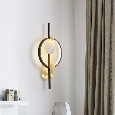 Lámpara de Aplique de Pared LED de Aluminio y Silicona con Círculo de Costura Redonda de Simplicidad Moderna para Sala de Estar 