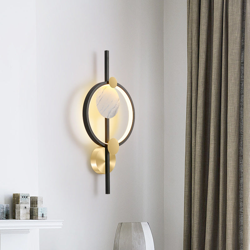 Lámpara de Aplique de Pared LED de Aluminio y Silicona con Círculo de Costura Redonda de Simplicidad Moderna para Sala de Estar 