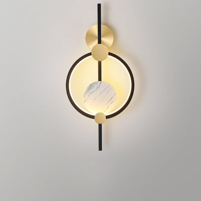 Lámpara de Aplique de Pared LED de Aluminio y Silicona con Círculo de Costura Redonda de Simplicidad Moderna para Sala de Estar 