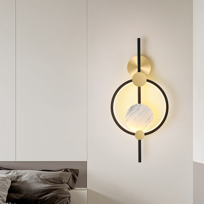 Lámpara de Aplique de Pared LED de Aluminio y Silicona con Círculo de Costura Redonda de Simplicidad Moderna para Sala de Estar 