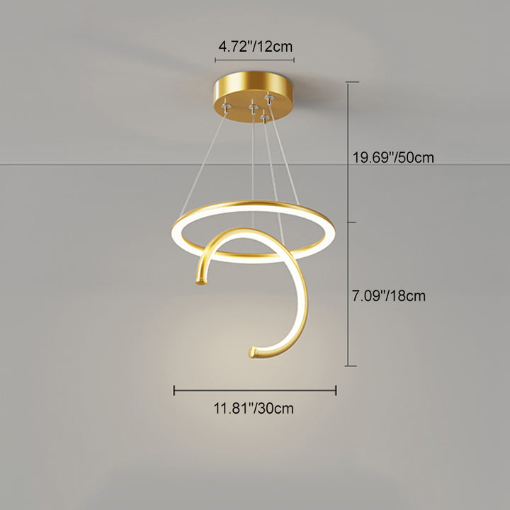 Lámpara colgante LED de silicona, aluminio y hierro con semicírculo redondo minimalista moderno para pasillos 