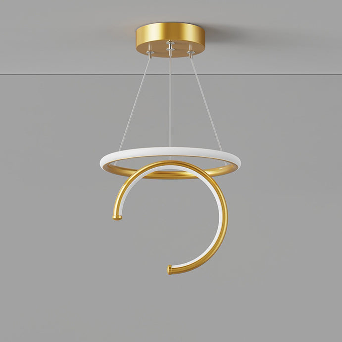Lámpara colgante LED de silicona, aluminio y hierro con semicírculo redondo minimalista moderno para pasillos 