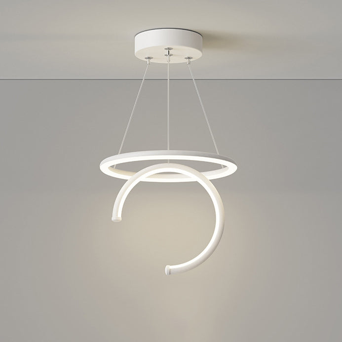 Lámpara colgante LED de silicona, aluminio y hierro con semicírculo redondo minimalista moderno para pasillos 