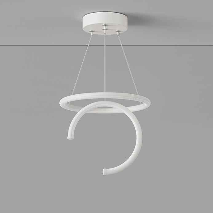 Lámpara colgante LED de silicona, aluminio y hierro con semicírculo redondo minimalista moderno para pasillos 