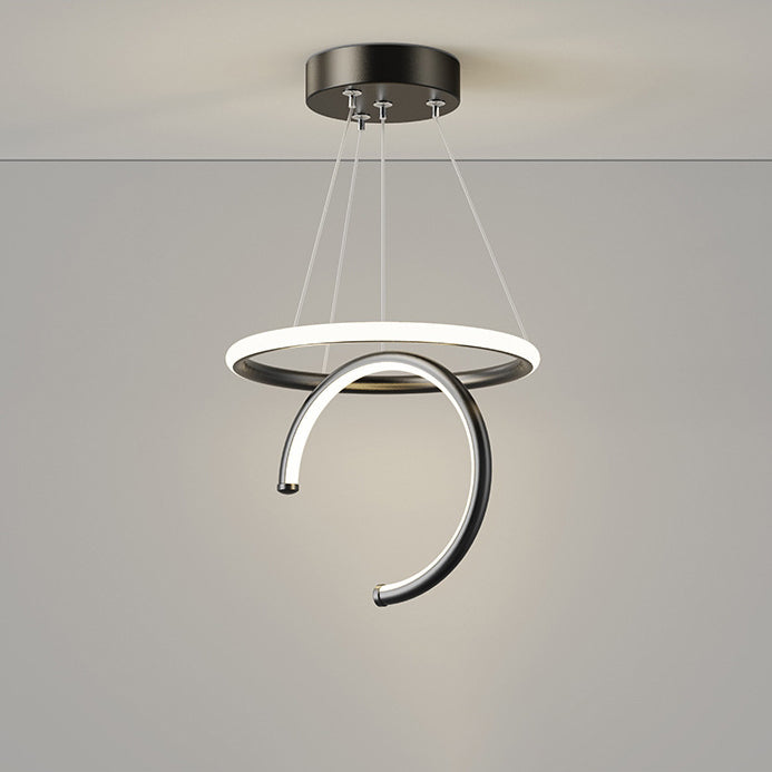Lámpara colgante LED de silicona, aluminio y hierro con semicírculo redondo minimalista moderno para pasillos 