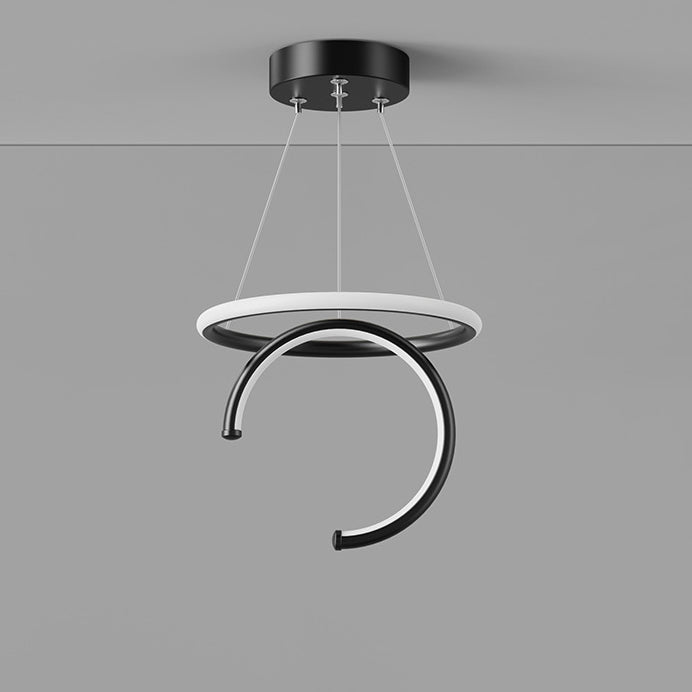 Lámpara colgante LED de silicona, aluminio y hierro con semicírculo redondo minimalista moderno para pasillos 