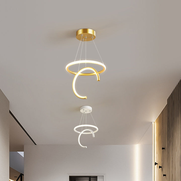 Lámpara colgante LED de silicona, aluminio y hierro con semicírculo redondo minimalista moderno para pasillos 