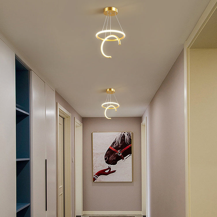 Lámpara colgante LED de silicona, aluminio y hierro con semicírculo redondo minimalista moderno para pasillos 
