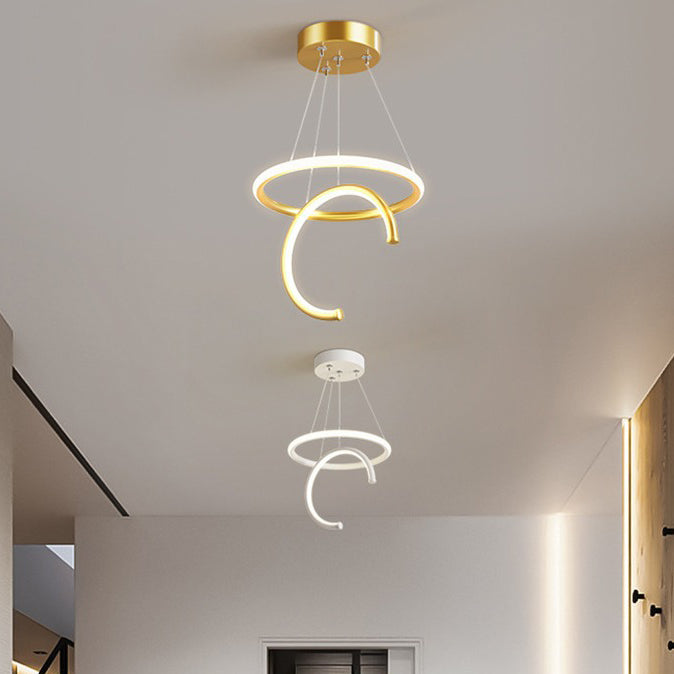 Lámpara colgante LED de silicona, aluminio y hierro con semicírculo redondo minimalista moderno para pasillos 