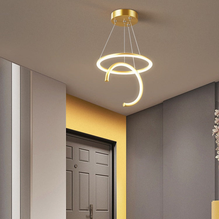 Lámpara colgante LED de silicona, aluminio y hierro con semicírculo redondo minimalista moderno para pasillos 