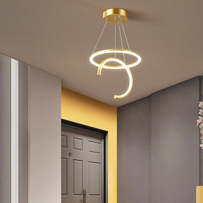 Modern Minimalist Round Semicircle Silicone Aluminum Iron LED Pendant Light For Hallways
