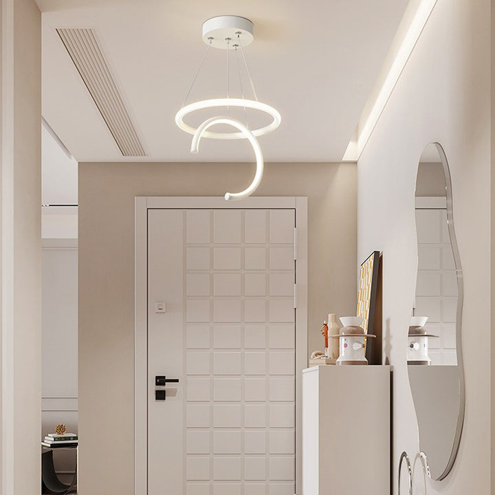 Lámpara colgante LED de silicona, aluminio y hierro con semicírculo redondo minimalista moderno para pasillos 