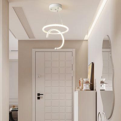Modern Minimalist Round Semicircle Silicone Aluminum Iron LED Pendant Light For Hallways