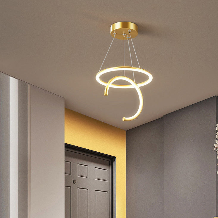 Modern Minimalist Round Semicircle Silicone Aluminum Iron LED Pendant Light For Hallways