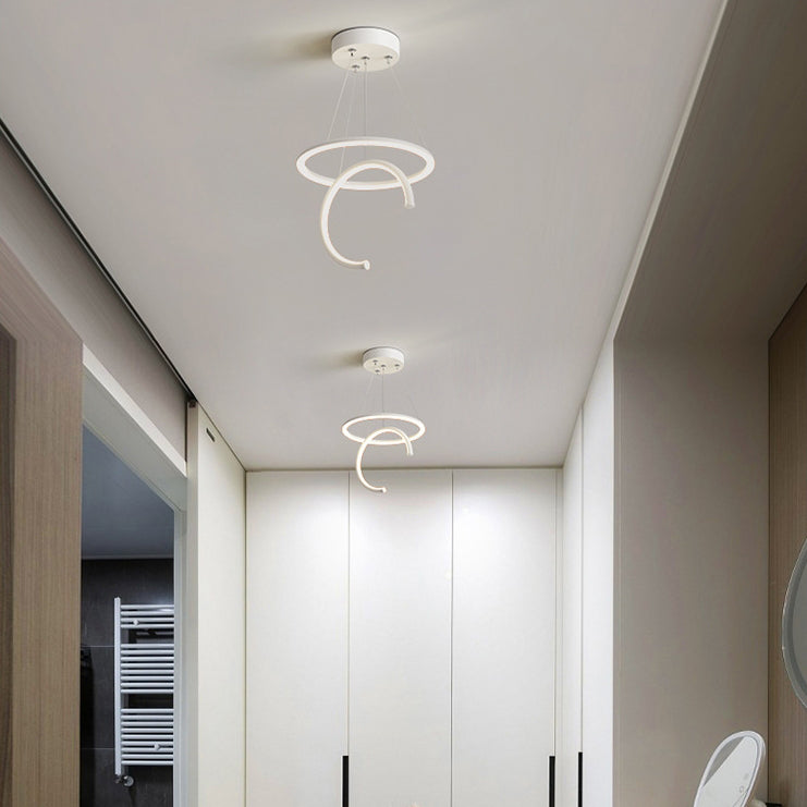 Modern Minimalist Round Semicircle Silicone Aluminum Iron LED Pendant Light For Hallways