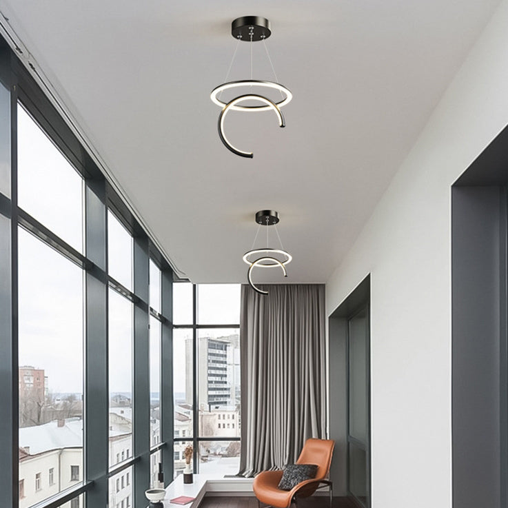 Lámpara colgante LED de silicona, aluminio y hierro con semicírculo redondo minimalista moderno para pasillos 