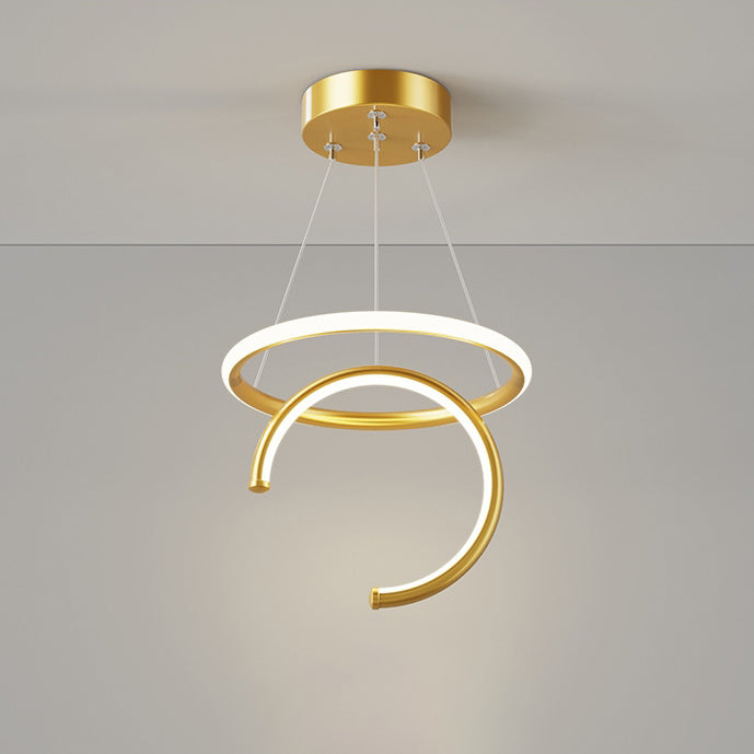 Lámpara colgante LED de silicona, aluminio y hierro con semicírculo redondo minimalista moderno para pasillos 