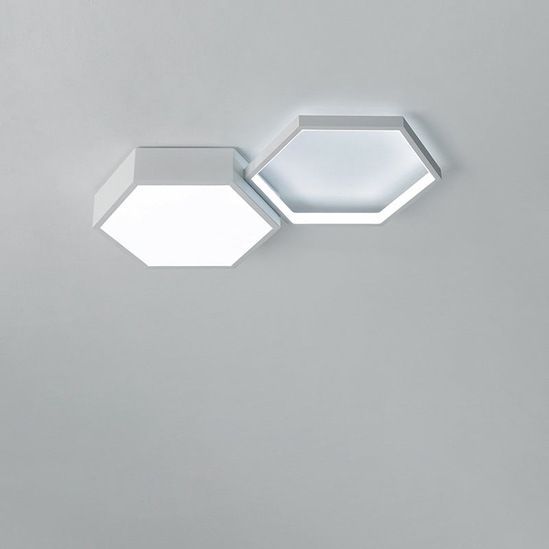 Lumière de plafond encastrée LED en hexagone minimaliste moderne en silicone acrylique aluminium fer pour salon 