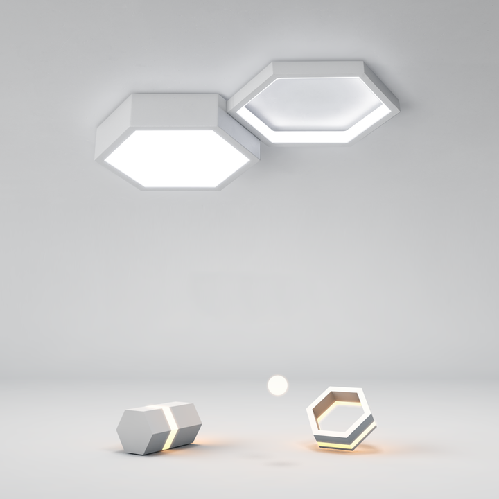 Lumière de plafond encastrée LED en hexagone minimaliste moderne en silicone acrylique aluminium fer pour salon 